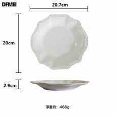 DFMEI 鑫銘新款北歐風浮雕陶瓷盤子 家用餐具盤碗碟套裝禮品陶瓷餐具, 1個, 8寸細珠點盤, 參考詳情
