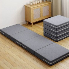 탄탄한 토퍼매트리스 접이식 수면 바닥 침대 대형 1.5x2m 4단 토퍼 두께 잠솔솔 손님용, 1cm, 그레이
