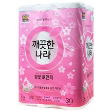 깨끗한나라 허브가든 벚꽃 프리미엄 3겹 롤화장지 천연펄프 27m, 30개입, 1개