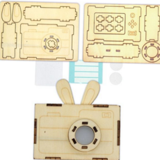 나무 토끼 만들기 카메라 교육용 공작 어린이 만들기 장난감 공예 크래프트 우드토이 미니어처 조립형 완구, 토끼 카메라만들기