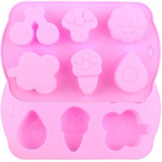 EPYHREHM 6개의 캐비티 체리 클로버 버섯 실리콘 초콜릿 몰드 캔디 케이크 장식용 2개 세트