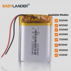 플레이어용 리튬 폴리머 배터리 3.7V 303040 450mAh, 08 103040 1200mAh, 08 103040 1200mAh