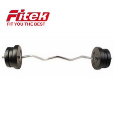 Fitek健身網 W彎曲槓鈴組 一英吋款 35KG 專業健身器材，舒適握感，多肌群訓練, 1個, W槓+35公斤槓片