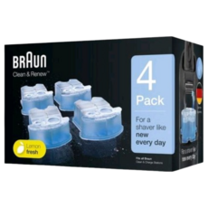 BRAUN Clean & Renew 刮鬍刀清潔液補充包 (檸檬清香) 4入組，有效清潔刀頭，延長刮鬍刀壽命，提供清新舒適的刮鬍體驗, 1個, 刮鬍刀清潔液