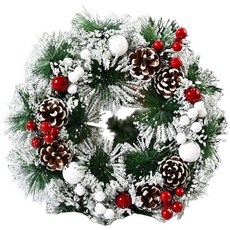 聖誕花圈 聖誕花環 聖誕節佈置 聖誕節門飾, 雪花白果, 1個
