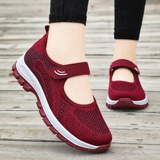 BLTER 엄마 신발 엄마 샌들 미끄럼방지 여름 부드러운 캐주얼 통기성 슬립온 발편한 니트 메쉬 슬립온 키높이 샌들 초경량 여성 스니커즈 메쉬 샌들 할머니 샌들 G-ZSCF18