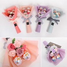 로렌블룸 킨더조이꽃다발 초콜릿꽃다발 사탕부케 유치원꽃다발 학예회꽃다발 졸업식꽃다발 비누꽃다발, 핑크