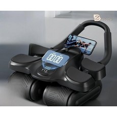 복근 운동기구 슬라이드 휠 전신 뱃살 코어 헬스 홈트레이닝 롤아웃 피트니스, 피트니스 매트 조합 블랙 4륜 휠+전문