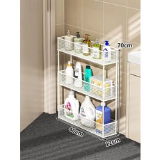 욕실 수납장 선반 문뒤 좁은틈 정리함 정리대 플로어 3단, 1개, [플로어] 3단 화이트 40cm 12cm