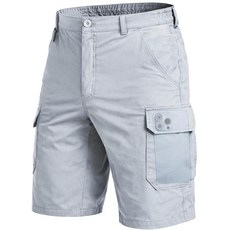 NATUVENIX 남성용 카고 반바지 스트레치 하이킹 빠른 건조 전술 낚시 작업용 포켓 7개 포함 라이트 그레이. S