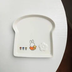 미피 토끼 세라믹 접시 애니메이션 귀여운 만화 크리 에이 티브 간단한 토스트 모양 카와이 야채 접시 피크, 06 Miffy-F