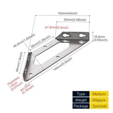 사다리꼴 앵글 브래킷 코너 삼각형 선반 조인트 패스너, 2. Medium(2pcs)