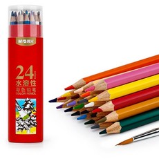 M&G 컬러링 북용 색연필 24개 드로잉 스케치용 수용성 색연필 세트 예술가 초보자 학교 가정 용품을 위한 펜 홀더가 있는 아트 다채로운 연필, 24