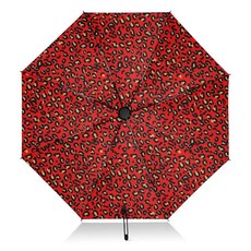 ALAZA 접이식 우산 레오파드 브라운 치타 프린트 컴팩트 여행용 자동 개폐 비 방풍 햇빛 자외선 차단 대형 휴대용, 색상 9