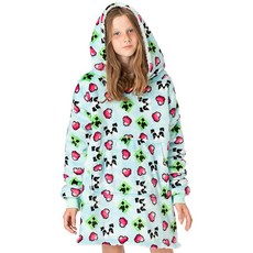 Minecraft 여아용 오버사이즈 담요 후디 아동용 크리퍼 블루 셰르파 플리스 원 사이즈 블루. 115380