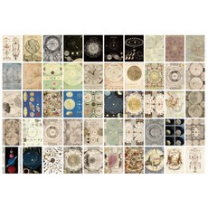 빈티지 다꾸 페이퍼 배경지 다이어리 꾸미기 메모지, 1개, 100매, 천문도