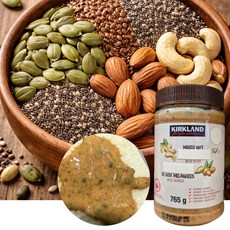커클랜드 믹스넛 스프레드 아몬드 캐슈넛 호박씨 아마씨 치아씨드 견과류 코스트코 무설탕잼 + 초코크리스피 증정, 1개, 765g