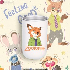 주토피아 동물 시티 커플용 귀여운 스테인리스 칫솔컵, 1개, 화이트 닉