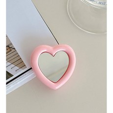거울 하트 스마트톡 부착형 핸드폰 거치대 미러톡, 핑크, 1개