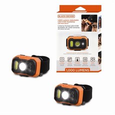 BLACK+DECKER 웨이브 센서가 있는 충전식 헤드램프 매우 밝은 1 000루멘 LED 헤드 라이트 90° 기울기 조절 가능 7가지 조명 모드 IP65 방수 헬멧, Two Pack