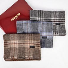 [백화점 정품] 레노마 캐시미어 혼방 글렌체크패턴 머플러 남녀공용 목도리 (선물포장)