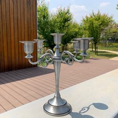 【開發票/統編】歐式鋅合金燭臺 五頭/三頭/單頭青銅復古燭臺 亮銀亮金奢華燭台 西餐廳浪漫燭光晚餐裝飾 古典宮廷風燭台, 五頭古錫