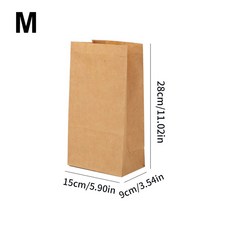 25 50개입 갈색 종이 사탕 내구성 포장 강한 테이크아웃 선물 파티 봉투 포장용 음식, 25pcs, M size