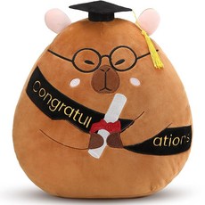 Chalyna 25.4cm(10인치) 졸업 선물 카피바라 봉제 동물 플러시 졸업장 태슬 졸업 모자 자수 축복 유치원 선물 학생 친구 친척 및 아동용