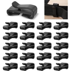 20개 배낭 스트랩 키퍼 소형 플라스틱 클립 웨빙 등산용 허리 벨트 후크 교체 캠핑 아웃도어 스노우슈즈 사용하기 쉬운 블랙