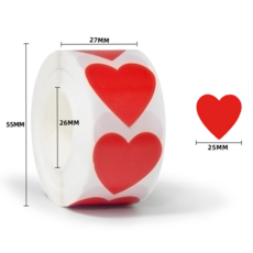 포그니 하트 재물운 스티커 500매, 레드