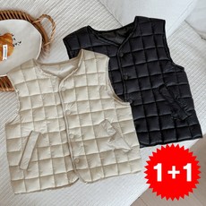 지디오 주니어 경량 패딩 조끼 2개 세트 가을 겨울 남아 여아 와플 베스트