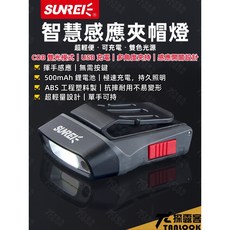 探露客 SUNREI 智能感應夾帽燈 現貨 登山 釣魚 夜衝露營必備 雙模式佩戴 揮手感應 超輕量可充電頭燈, 1個, Ｈ150主體紅,贈織帶+充電線