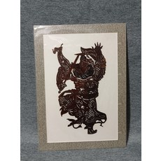 皮影 鍾馗 牛皮雕刻 手工上色 復古色 已裝裱 畫心30x42cm, 如圖所示, 1個