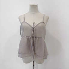 Twenty 靈性少女--日系透膚綁帶疊穿細肩短背心 2501015