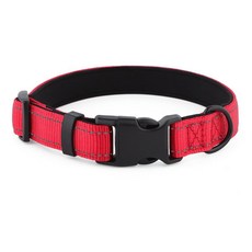 狗狗項圈 狗鏈 寵物牽引繩 潛水布內襯 尼龍 加厚 大型犬, 1個, 红色,XS