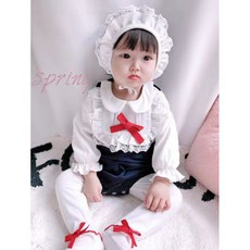 韓版寶寶花邊蕾絲公主風三件套裝 周歲裝