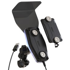 백케이 오토바이 자석거치대 USB타입 딱판 충전패드 핸들형 LED, 핸들형거치대+C타입딱판, 블랙