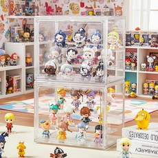 Curious Pony 피규어 장식장 투명 아크릴 케이스 탈부착 가능한 계단형 선반, 2개