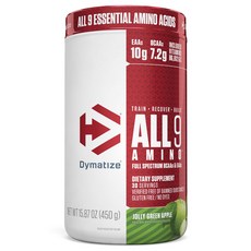 Dymatize 所有 9 種氨基全譜 BCAA 和 EAA, 快樂的青蘋果, 450克, 1個