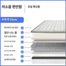대형 침대 토퍼 기숙사 손님용 호텔 학생 패드 볼륨 수면 스프링 매트리스, 1cm, 저소음 부드러운 22cm 라운드
