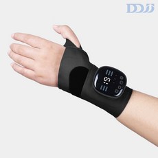 DDJJ 저주파 손목마사지기 ems 무선 손목안마 온열찜질기 충전식, 블랙