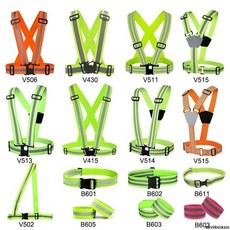 反光背心反光背帶騎行夜跑安全警示施工彈力松緊帶多款交通騎行夜, 熒光綠,#W104小網衫, 1個