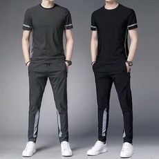 남성 편한 트레이닝복 상하의세트 아이스 속건 반팔티 와이드 조거팬츠 긴바지 운동복 츄리닝룩