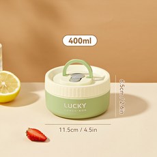 절연 WORTHBUY 커트레이 304 스테인리스 식품 도시락 밀폐 방지 및 보온 스틸 용기 마이크로파 누출 포함 가방, Green 400ML, 1개