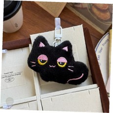고양이 얼굴 봉제 인형 열쇠고리 가방 장식 액세서리 귀여운 캐릭터 디자인, 졸린눈 검핑 고양이 인형키링
