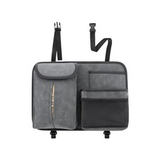 Xilla 汽車椅背置物袋 椅背收納袋 椅背面紙盒 車用後座收納儲物袋, 灰色,翻毛皮汽車椅背置物袋 單個, 1個