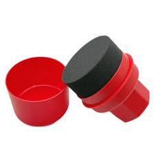 O&B輪胎擦拭海綿，收納式手握上蠟綿，多功能不沾手加蓋輪胎刷，飾條清潔海綿, 紅色-平口, 1個