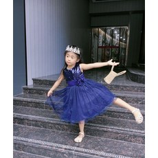 DIU 女童亮片禮服裙公主網紗蓬蓬連衣裙兒童晚會主持鋼琴表演演出裙
