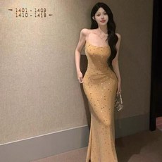 투니스 여성 샤이닝 슬림핏 민소매 원피스