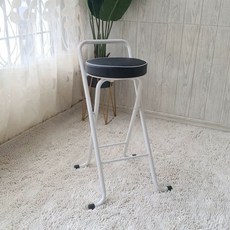 접이식 간이 홈바 스툴 아일랜드 식탁 체어 의자, 화이트 앤 블랙 두꺼운 75cm